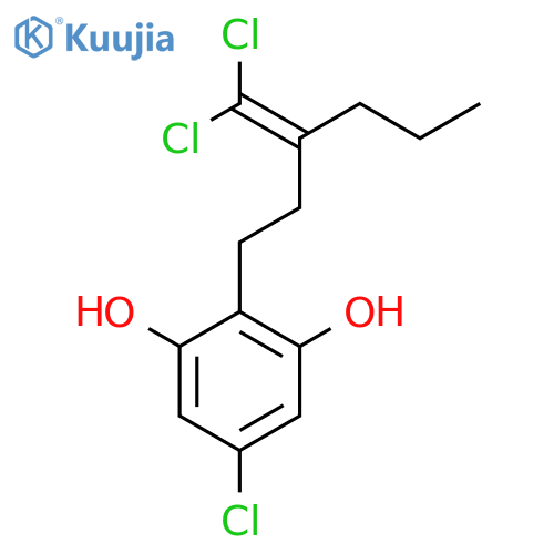 5-chloro-2-[3-(dichloromethylene)hexyl]benzene-1,3-diol structure