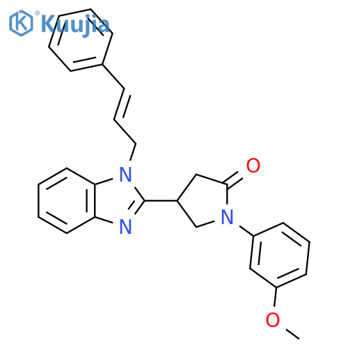 1-(3-methoxyphenyl)-4-{1-(2E)-3-phenylprop-2-en-1-yl-1H-1,3-benzodiazol-2-yl}pyrrolidin-2-one structure