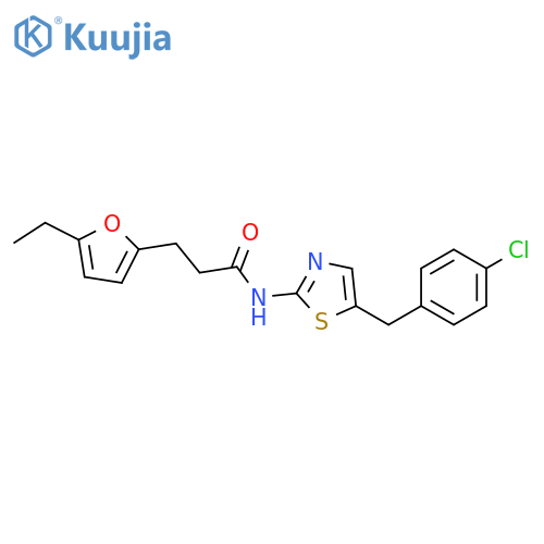 N-{5-(4-chlorophenyl)methyl-1,3-thiazol-2-yl}-3-(5-ethylfuran-2-yl)propanamide structure