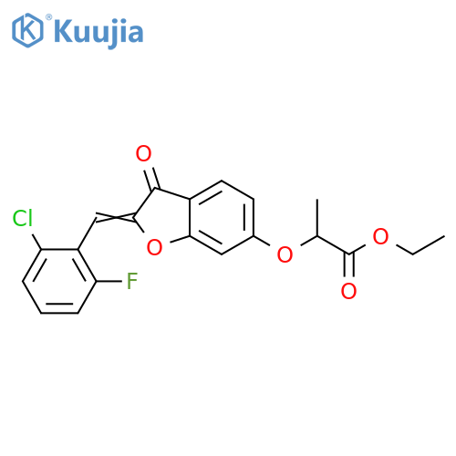 ethyl 2-{(2Z)-2-(2-chloro-6-fluorophenyl)methylidene-3-oxo-2,3-dihydro-1-benzofuran-6-yloxy}propanoate structure