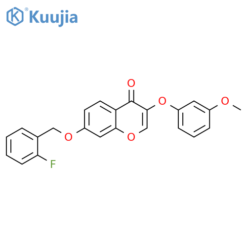 7-(2-fluorophenyl)methoxy-3-(3-methoxyphenoxy)-4H-chromen-4-one structure