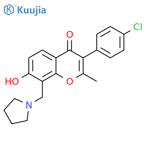 3-(4-chlorophenyl)-7-hydroxy-2-methyl-8-(pyrrolidin-1-ylmethyl)chromen-4-one structure
