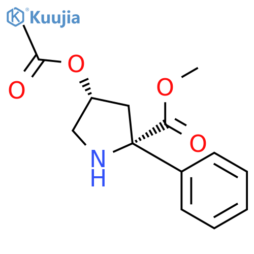 D-PROLINE, 4-(ACETYLOXY)-2-PHENYL-, METHYL ESTER, (4R)- structure