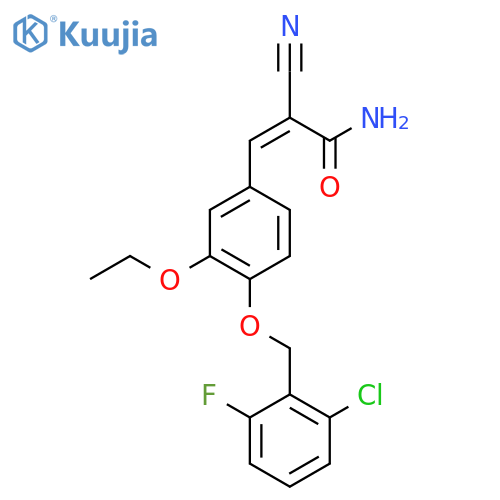 3-{4-[(2-Chloro-6-fluorophenyl)methoxy]-3-ethoxyphenyl}-2-cyanoprop-2-enamide structure
