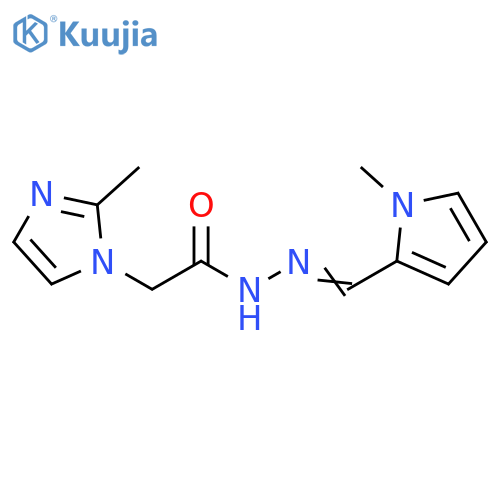 2-(2-methyl-1H-imidazol-1-yl)-N'-(1E)-(1-methyl-1H-pyrrol-2-yl)methylideneacetohydrazide structure