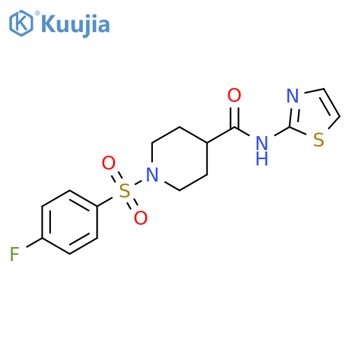 1-(4-fluorobenzenesulfonyl)-N-(1,3-thiazol-2-yl)piperidine-4-carboxamide structure