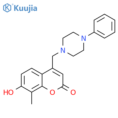 7-hydroxy-8-methyl-4-(4-phenylpiperazin-1-yl)methyl-2H-chromen-2-one structure