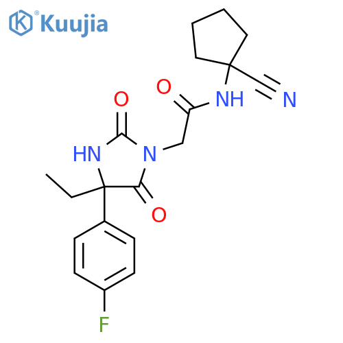 N-(1-cyanocyclopentyl)-2-[4-ethyl-4-(4-fluorophenyl)-2,5-dioxoimidazolidin-1-yl]acetamide structure