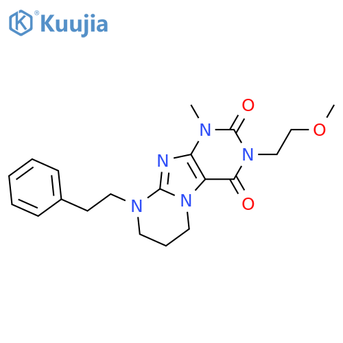 3-(2-methoxyethyl)-1-methyl-9-(2-phenylethyl)-1H,2H,3H,4H,6H,7H,8H,9H-pyrimido1,2-gpurine-2,4-dione structure