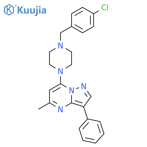 1-(4-chlorophenyl)methyl-4-{5-methyl-3-phenylpyrazolo1,5-apyrimidin-7-yl}piperazine structure