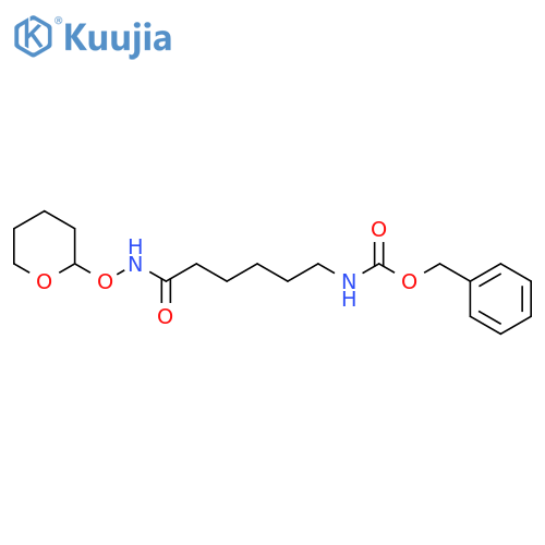 Carbamic acid,[6-oxo-6-[[(tetrahydro-2H-pyran-2-yl)oxy]amino]hexyl]-, phenylmethyl ester(9CI) structure