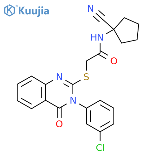 2-[3-(3-chlorophenyl)-4-oxoquinazolin-2-yl]sulfanyl-N-(1-cyanocyclopentyl)acetamide structure