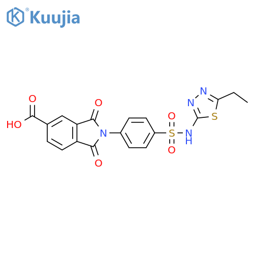 2-{4-[(5-ethyl-1,3,4-thiadiazol-2-yl)sulfamoyl]phenyl}-1,3-dioxo-2,3-dihydro-1H-isoindole-5-carboxylic acid structure