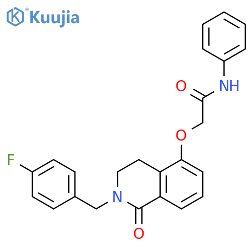 2-({2-(4-fluorophenyl)methyl-1-oxo-1,2,3,4-tetrahydroisoquinolin-5-yl}oxy)-N-phenylacetamide structure