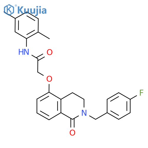 N-(2,5-dimethylphenyl)-2-({2-(4-fluorophenyl)methyl-1-oxo-1,2,3,4-tetrahydroisoquinolin-5-yl}oxy)acetamide structure