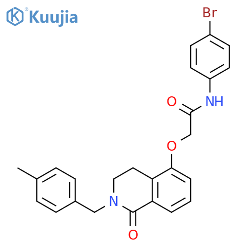 N-(4-bromophenyl)-2-({2-(4-methylphenyl)methyl-1-oxo-1,2,3,4-tetrahydroisoquinolin-5-yl}oxy)acetamide structure