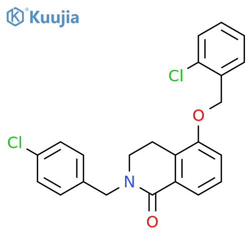 5-(2-chlorophenyl)methoxy-2-(4-chlorophenyl)methyl-1,2,3,4-tetrahydroisoquinolin-1-one structure