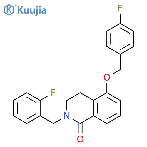 5-(4-fluorophenyl)methoxy-2-(2-fluorophenyl)methyl-1,2,3,4-tetrahydroisoquinolin-1-one structure