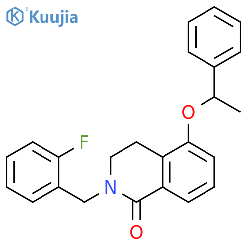2-(2-fluorophenyl)methyl-5-(1-phenylethoxy)-1,2,3,4-tetrahydroisoquinolin-1-one structure