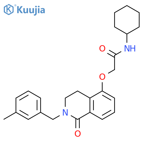N-cyclohexyl-2-({2-(3-methylphenyl)methyl-1-oxo-1,2,3,4-tetrahydroisoquinolin-5-yl}oxy)acetamide structure