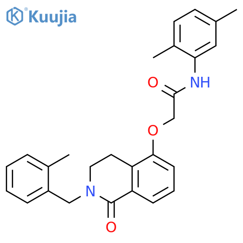 N-(2,5-dimethylphenyl)-2-({2-(2-methylphenyl)methyl-1-oxo-1,2,3,4-tetrahydroisoquinolin-5-yl}oxy)acetamide structure
