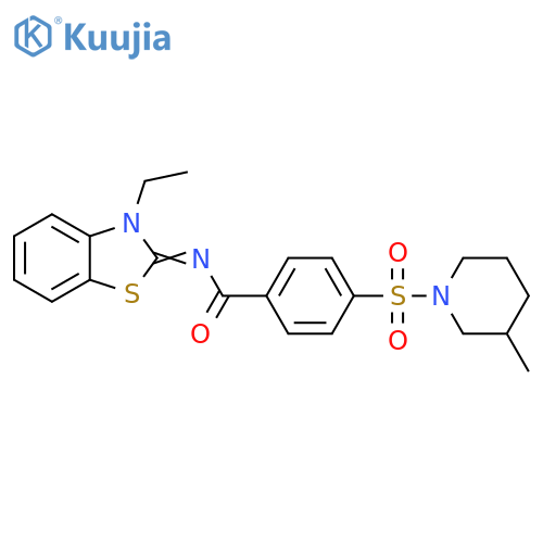 N-(2Z)-3-ethyl-2,3-dihydro-1,3-benzothiazol-2-ylidene-4-(3-methylpiperidin-1-yl)sulfonylbenzamide structure