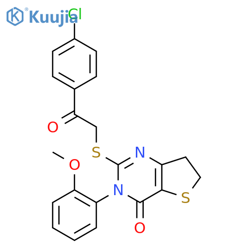 2-{2-(4-chlorophenyl)-2-oxoethylsulfanyl}-3-(2-methoxyphenyl)-3H,4H,6H,7H-thieno3,2-dpyrimidin-4-one structure
