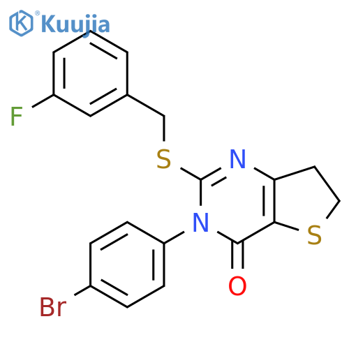3-(4-bromophenyl)-2-{(3-fluorophenyl)methylsulfanyl}-3H,4H,6H,7H-thieno3,2-dpyrimidin-4-one structure