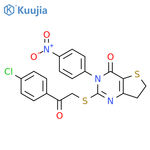 2-{2-(4-chlorophenyl)-2-oxoethylsulfanyl}-3-(4-nitrophenyl)-3H,4H,6H,7H-thieno3,2-dpyrimidin-4-one structure