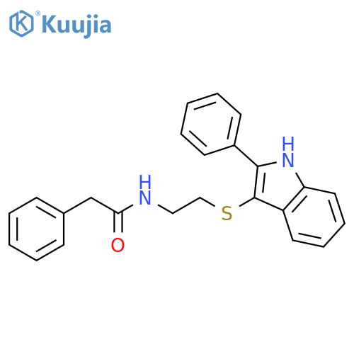 2-phenyl-N-{2-(2-phenyl-1H-indol-3-yl)sulfanylethyl}acetamide structure