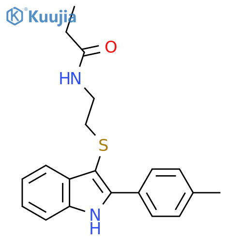 N-(2-{2-(4-methylphenyl)-1H-indol-3-ylsulfanyl}ethyl)propanamide structure