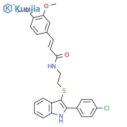 (2E)-N-(2-{2-(4-chlorophenyl)-1H-indol-3-ylsulfanyl}ethyl)-3-(3,4-dimethoxyphenyl)prop-2-enamide structure