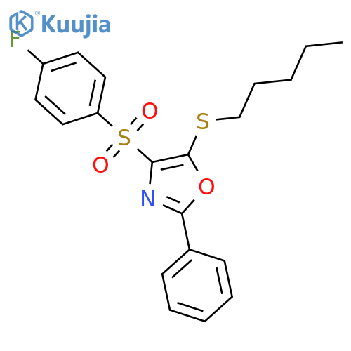 4-(4-fluorobenzenesulfonyl)-5-(pentylsulfanyl)-2-phenyl-1,3-oxazole structure