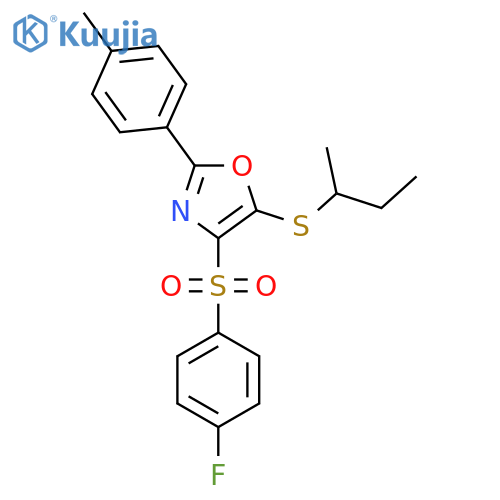 5-(butan-2-ylsulfanyl)-4-(4-fluorobenzenesulfonyl)-2-(4-methylphenyl)-1,3-oxazole structure