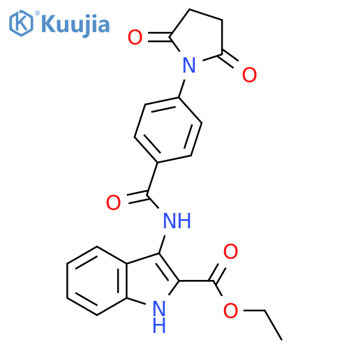 ethyl 3-4-(2,5-dioxopyrrolidin-1-yl)benzamido-1H-indole-2-carboxylate structure