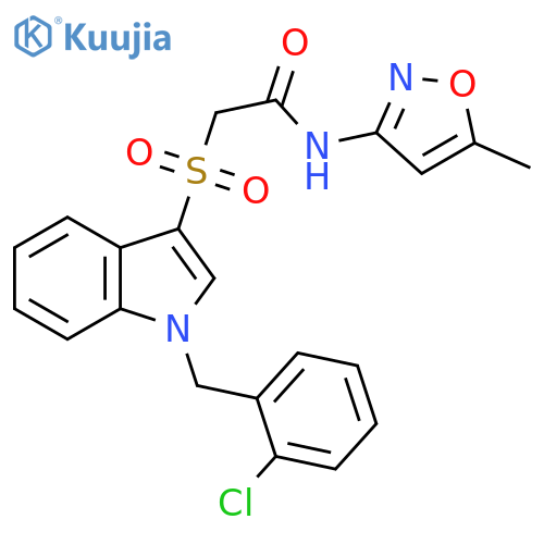 2-({1-[(2-chlorophenyl)methyl]-1H-indol-3-yl}sulfonyl)-N-(5-methyl-1,2-oxazol-3-yl)acetamide structure