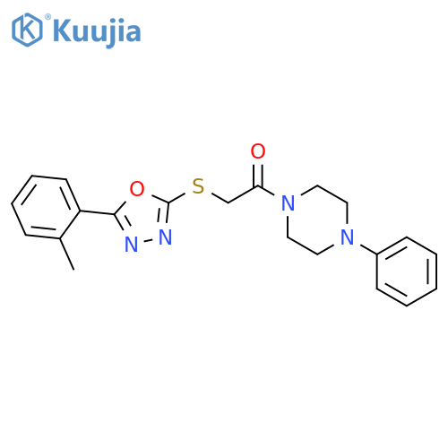 2-{5-(2-methylphenyl)-1,3,4-oxadiazol-2-ylsulfanyl}-1-(4-phenylpiperazin-1-yl)ethan-1-one structure