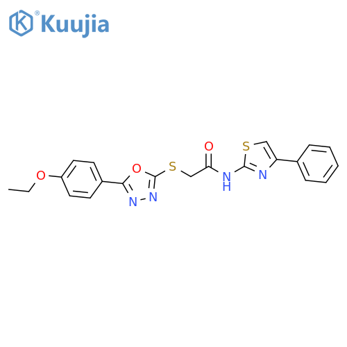 2-{5-(4-ethoxyphenyl)-1,3,4-oxadiazol-2-ylsulfanyl}-N-(4-phenyl-1,3-thiazol-2-yl)acetamide structure