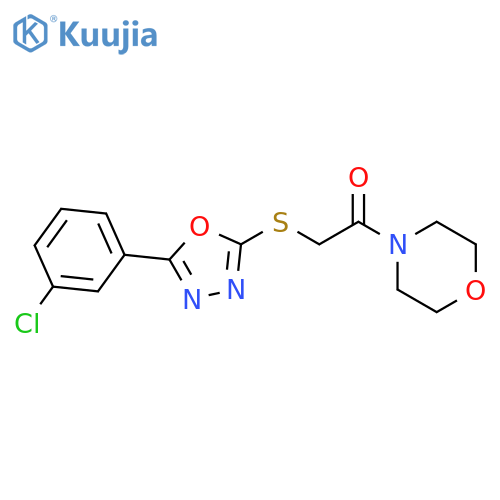 2-{5-(3-chlorophenyl)-1,3,4-oxadiazol-2-ylsulfanyl}-1-(morpholin-4-yl)ethan-1-one structure
