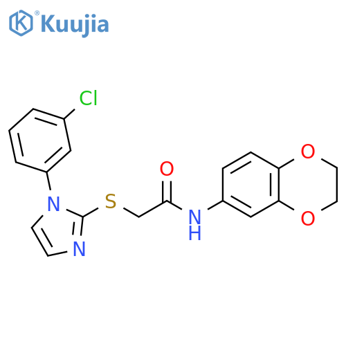 2-{1-(3-chlorophenyl)-1H-imidazol-2-ylsulfanyl}-N-(2,3-dihydro-1,4-benzodioxin-6-yl)acetamide structure
