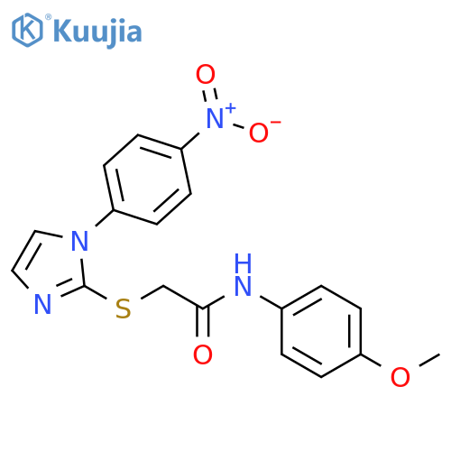 N-(4-methoxyphenyl)-2-{1-(4-nitrophenyl)-1H-imidazol-2-ylsulfanyl}acetamide structure