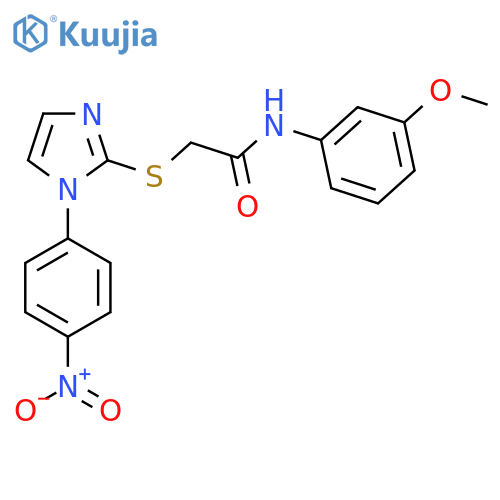 N-(3-methoxyphenyl)-2-{1-(4-nitrophenyl)-1H-imidazol-2-ylsulfanyl}acetamide structure