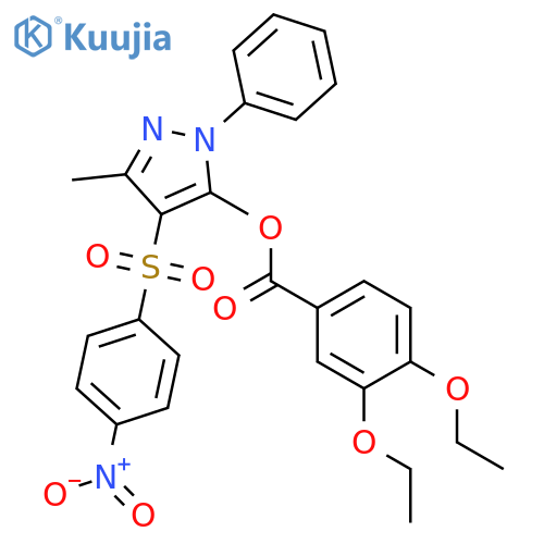 3-methyl-4-(4-nitrobenzenesulfonyl)-1-phenyl-1H-pyrazol-5-yl 3,4-diethoxybenzoate structure