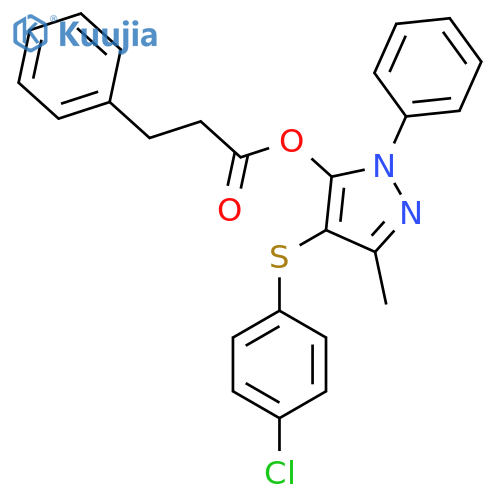 4-(4-chlorophenyl)sulfanyl-3-methyl-1-phenyl-1H-pyrazol-5-yl 3-phenylpropanoate structure