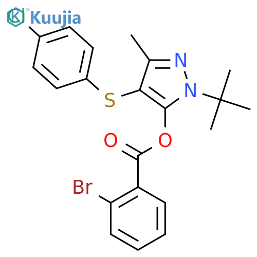 1-tert-butyl-4-(4-chlorophenyl)sulfanyl-3-methyl-1H-pyrazol-5-yl 2-bromobenzoate structure
