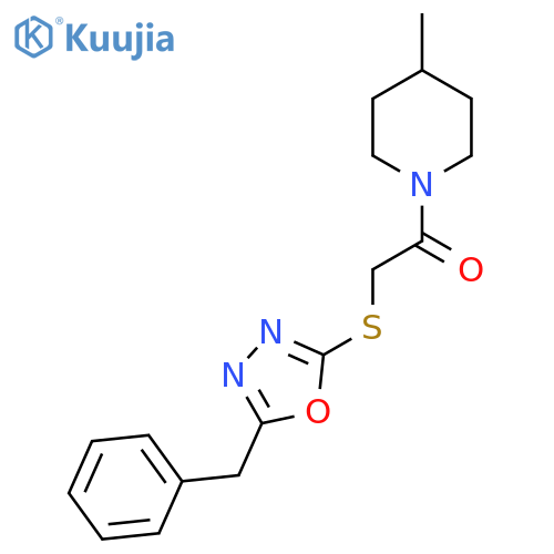 2-(5-benzyl-1,3,4-oxadiazol-2-yl)sulfanyl-1-(4-methylpiperidin-1-yl)ethan-1-one structure