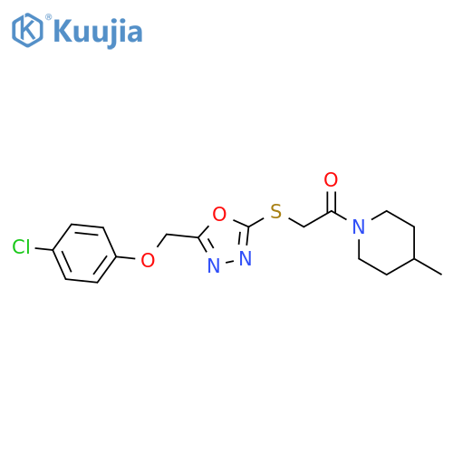 2-({5-(4-chlorophenoxy)methyl-1,3,4-oxadiazol-2-yl}sulfanyl)-1-(4-methylpiperidin-1-yl)ethan-1-one structure