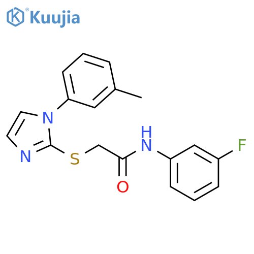 N-(3-fluorophenyl)-2-{1-(3-methylphenyl)-1H-imidazol-2-ylsulfanyl}acetamide structure