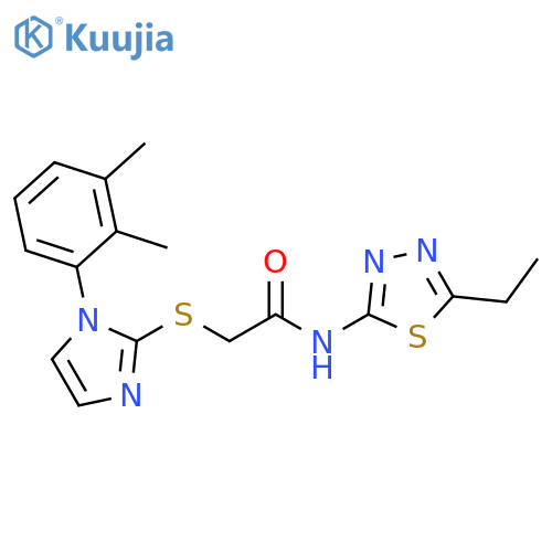 2-{1-(2,3-dimethylphenyl)-1H-imidazol-2-ylsulfanyl}-N-(5-ethyl-1,3,4-thiadiazol-2-yl)acetamide structure