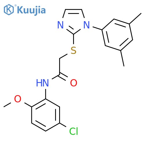N-(5-chloro-2-methoxyphenyl)-2-{1-(3,5-dimethylphenyl)-1H-imidazol-2-ylsulfanyl}acetamide structure